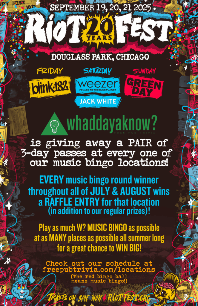 Riot Fest 2025 Ticket Winners! - Whaddayaknow? Free Pub Trivia