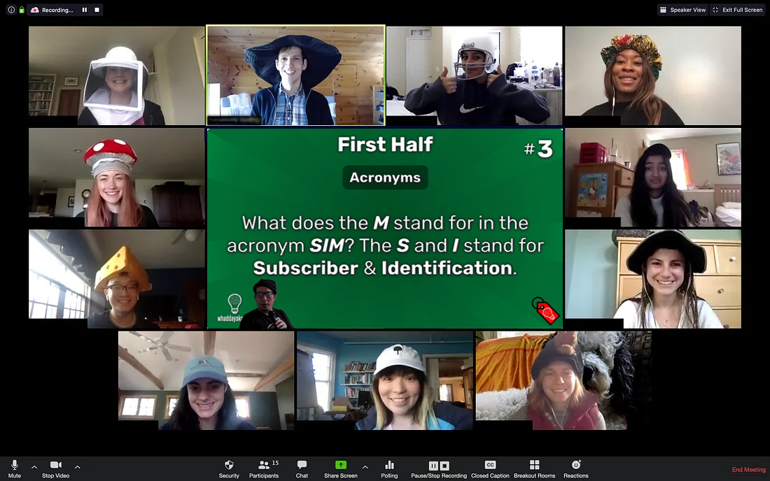 remote office workers playing trivia on zoom