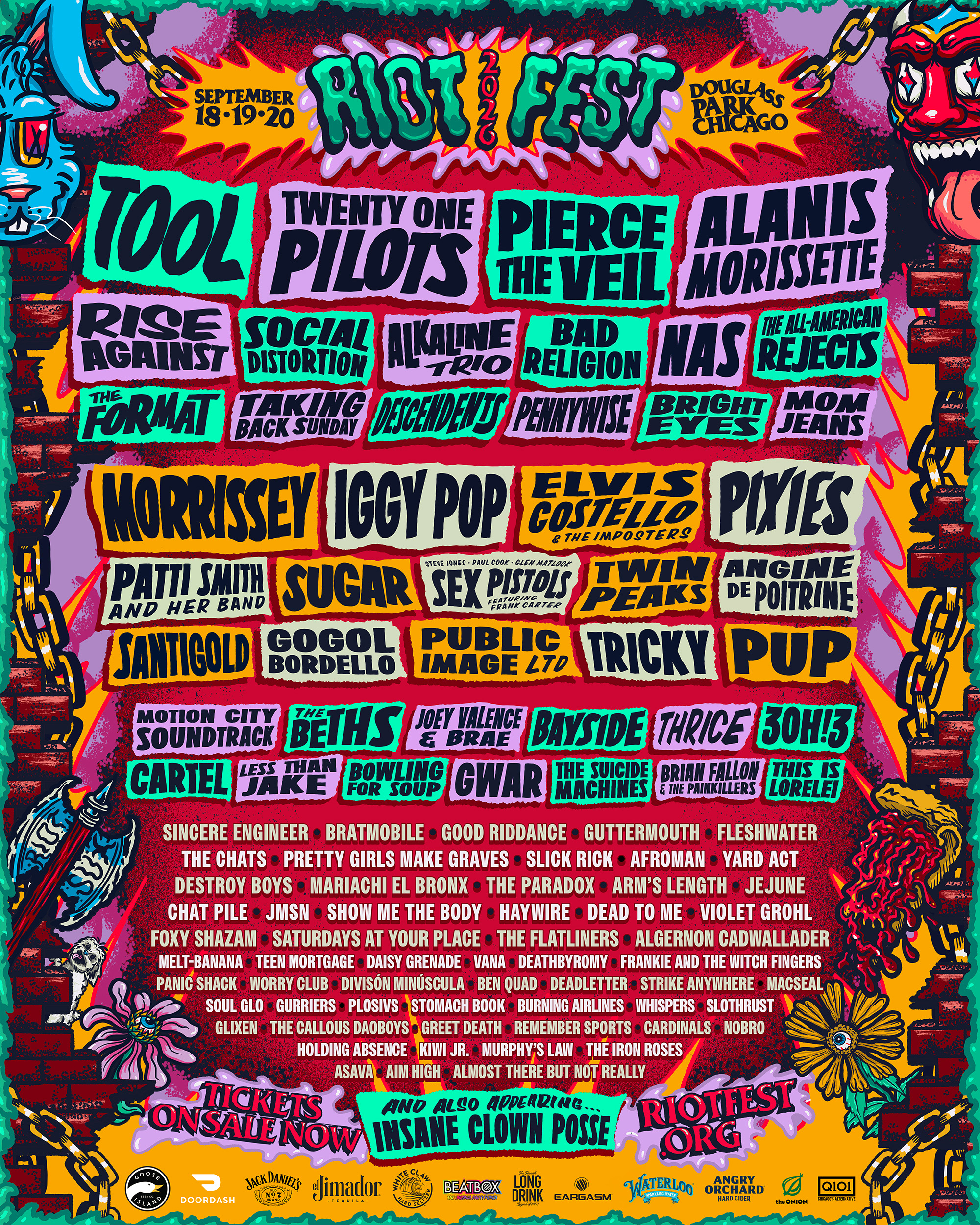 Riot Fest 2026 Lineup Poster