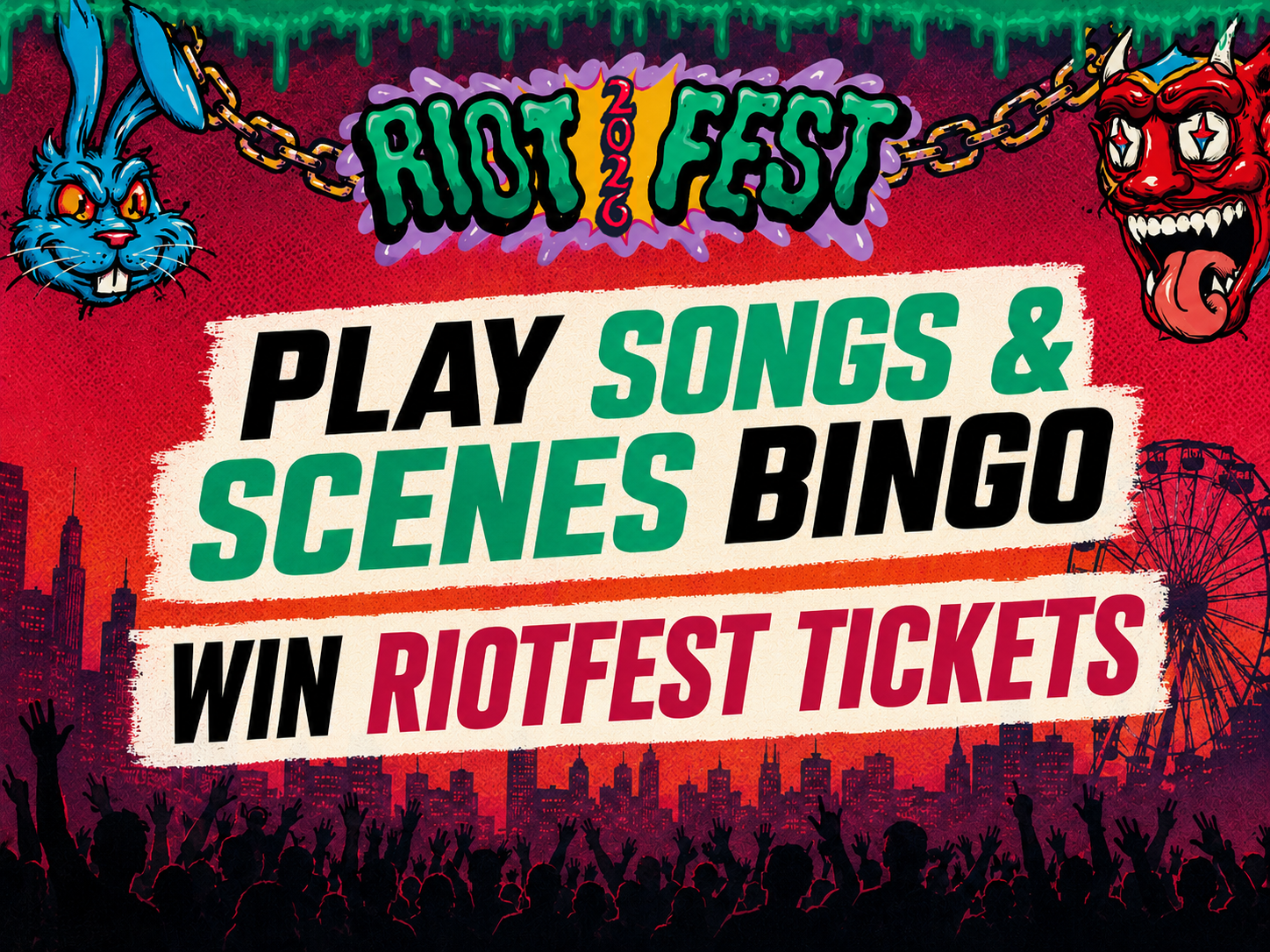 play video music bingo win riotfest tickets1