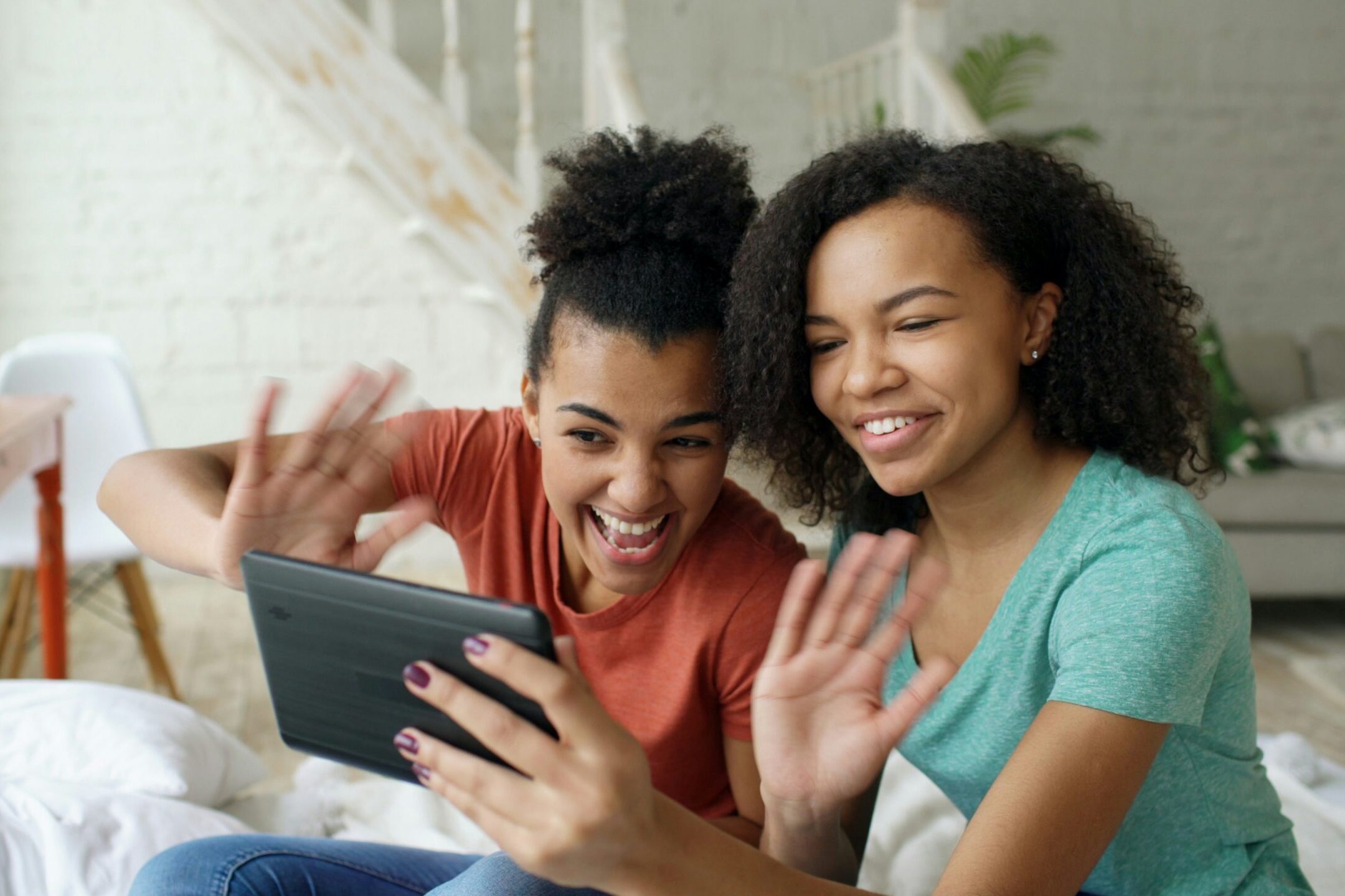 Friends playing trivia remotely