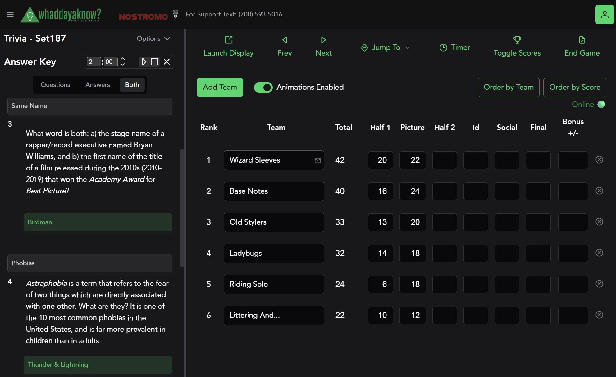 Team playing virtual Trivia
